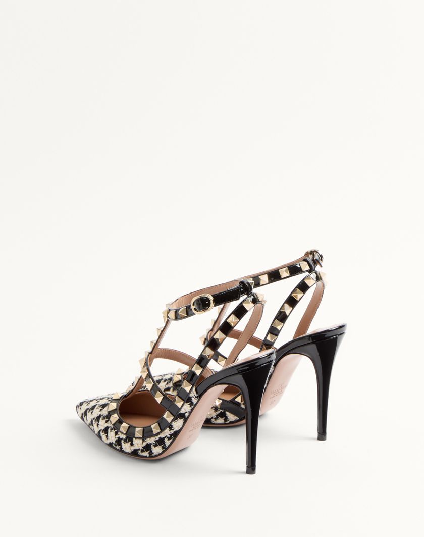 ROCKSTUD PUMP IN PIED-DE-POULE FABRIC 100MM - Image 3